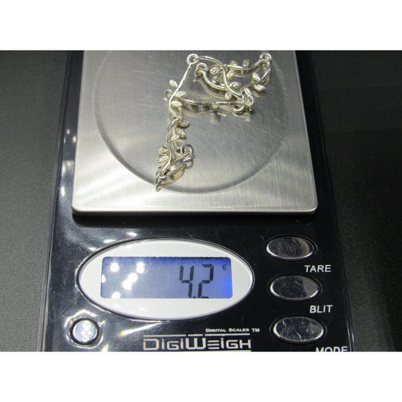 7" Sterling Silver Tarnished Floral Chain Bracelet Vintage Elegant Beautiful - Picture 6 of 6